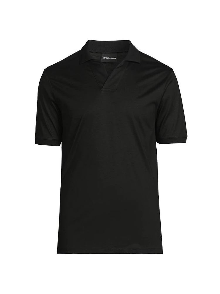 Cotton-Blend Johnny Collar Polo