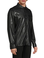 Leather Slim-Fit Long-Sleeve Shirt