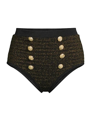 Metallic High-Waisted Bikini Bottom