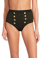Metallic High-Waisted Bikini Bottom
