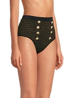 Metallic High-Waisted Bikini Bottom