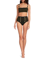Metallic High-Waisted Bikini Bottom