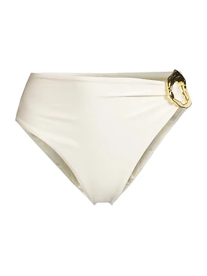 Jersey Sands Embellished High-Waisted Bikini Bottom
