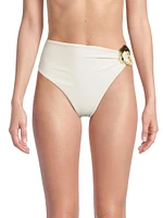 Jersey Sands Embellished High-Waisted Bikini Bottom