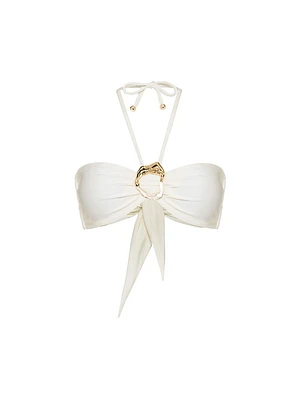 Jersey Sands Embellished Halterneck Bikini Top
