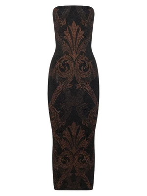 Etro x Wolford Shiny Patterned Metallic Jacquard Midi-Dress