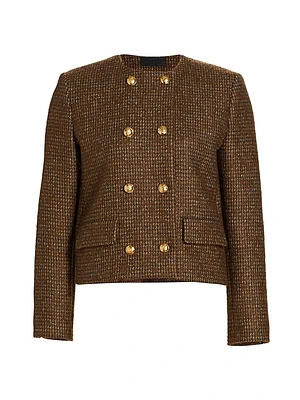 Melanie Houndstooth Wool Crop Jacket