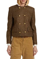 Melanie Houndstooth Wool Crop Jacket