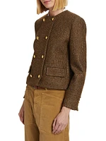 Melanie Houndstooth Wool Crop Jacket