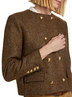 Melanie Houndstooth Wool Crop Jacket