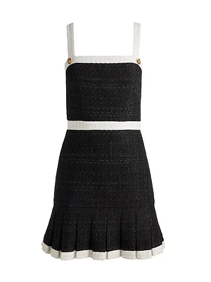 Clarine Rib-Knit Pleated Sleeveless Minidress