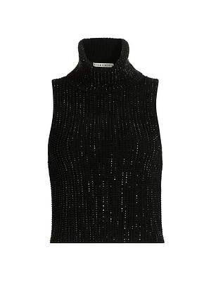 Alma Crystal-Embellished Wool Turtleneck Top