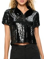 Sequined Fitted Polo Shirt