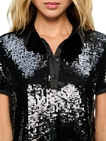 Sequined Fitted Polo Shirt