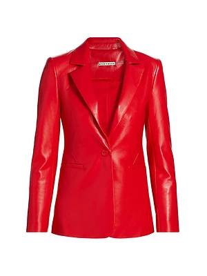 Macey Faux-Leather Fitted Blazer