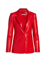 Macey Faux-Leather Fitted Blazer