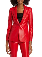 Macey Faux-Leather Fitted Blazer