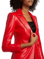 Macey Faux-Leather Fitted Blazer