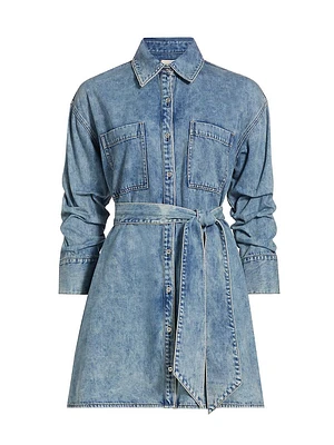 Brigita Denim Long-Sleeve Mini-Shirtdress