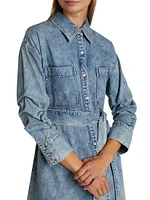 Brigita Denim Long-Sleeve Mini-Shirtdress