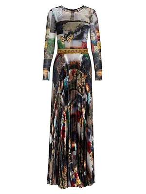 Ivey Sunburst Pleated Maxi Dress