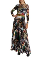 Ivey Sunburst Pleated Maxi Dress