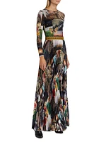 Ivey Sunburst Pleated Maxi Dress