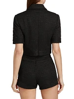 Elle Rib-Knit Cropped Short-Sleeve Jacket