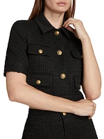 Elle Rib-Knit Cropped Short-Sleeve Jacket