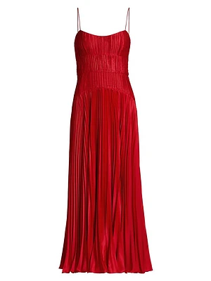 Cherry Pleated Maxi Dress
