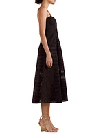 Lattice Linen Midi-Dress