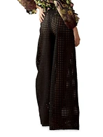 Lattice Linen Wide-Leg Pants