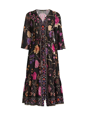 Reese Floral Cotton V-Neck Midi dress
