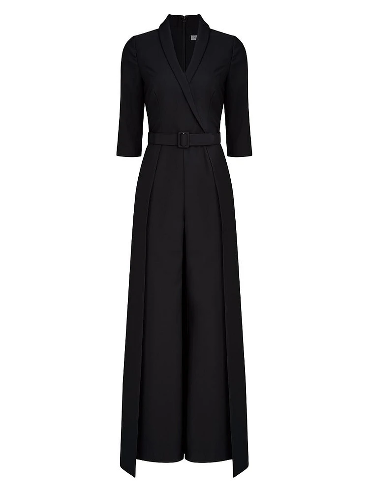 Marta Stretch Crepe Belted Walk-Through Jumpsuit