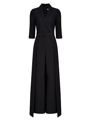 Marta Stretch Crepe Belted Walk-Through Jumpsuit