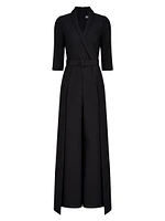 Marta Stretch Crepe Belted Walk-Through Jumpsuit