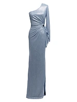 Summer Metallic One-Shoulder Gown