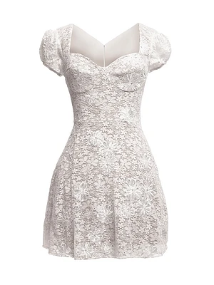 Marissa Puff-Sleeve Lace Minidress