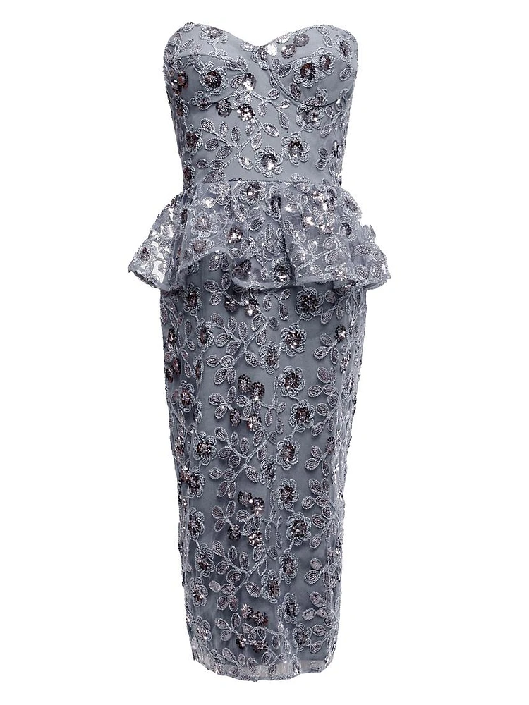 Amelia Embellished Strapless Midi-Dress