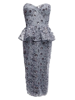 Amelia Embellished Strapless Midi-Dress