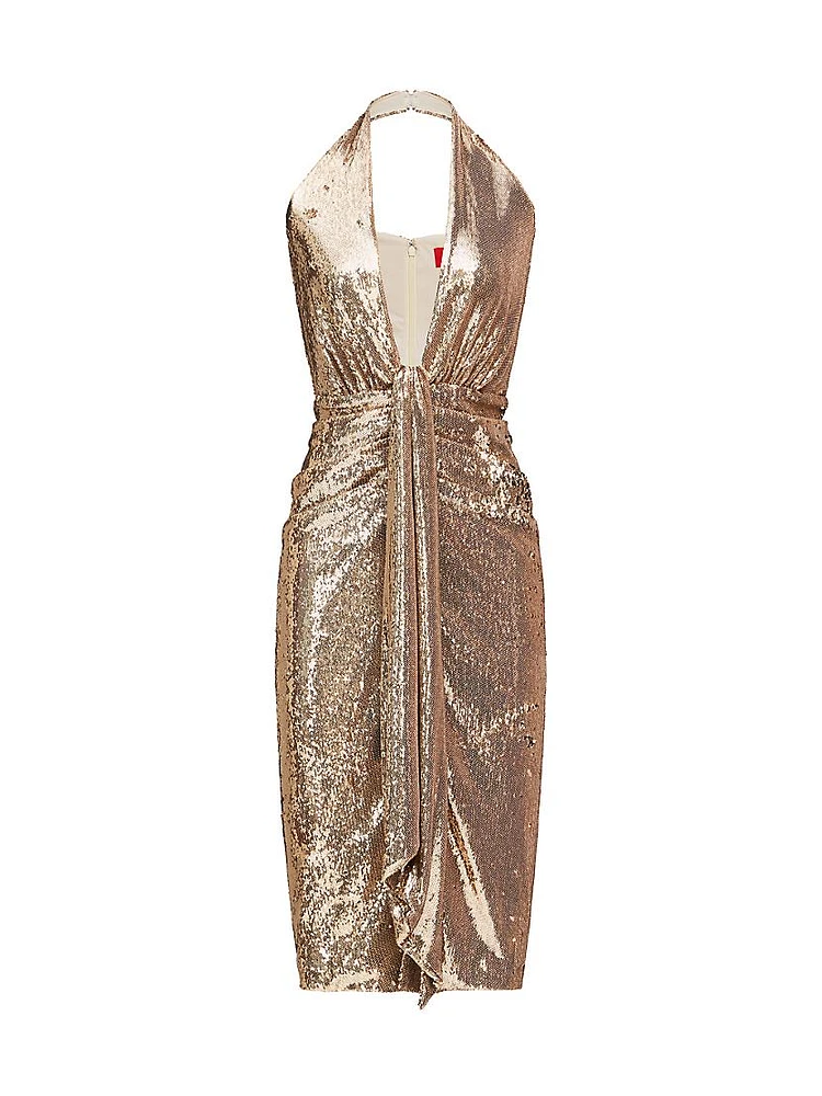 Sya Sequined Halter Midi-Dress