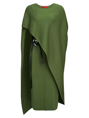 Angel Wool-Blend Capelet Midi-Dress