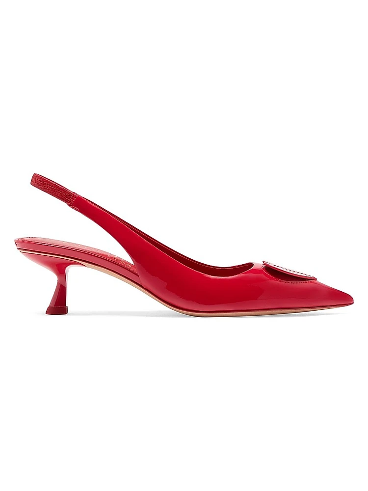 Perfect Pair Heart 50MM Leather Slingback Pumps