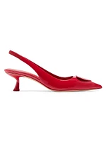 Perfect Pair Heart 50MM Leather Slingback Pumps