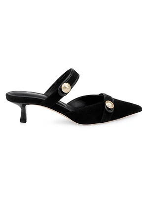 Gilliane 45MM Button-Detailed Suede Mules