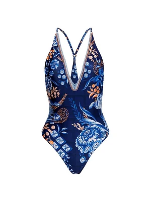 Riveria Radiance Aloe Azure Floral One-Piece Swimsuit