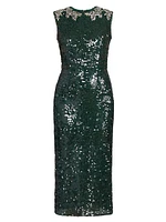 Sequin Embellished Sleeveless Midi-Dress