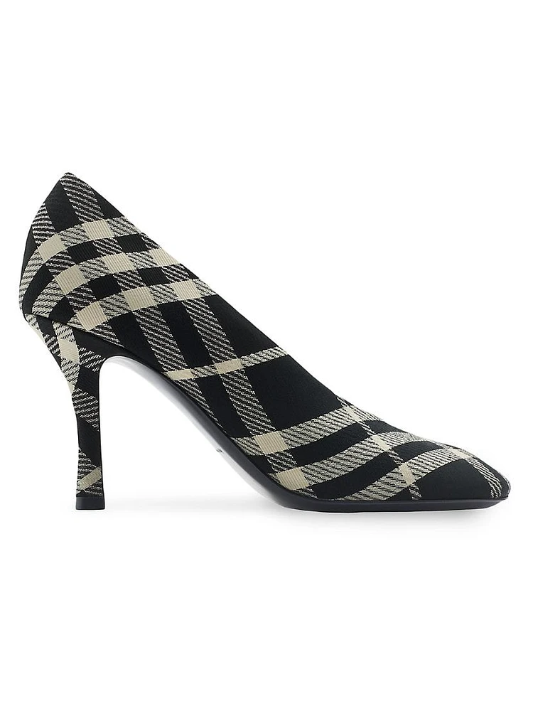 85MM Check Cotton-Blend Stiletto Pumps