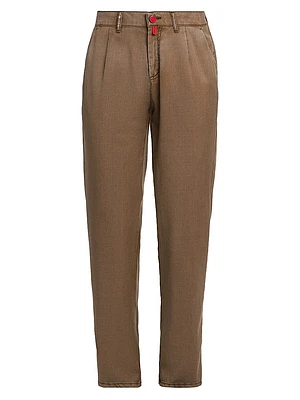 Flat-Front Washed Wool Trousers