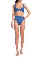 Jamie Textured High-Waisted Bikini